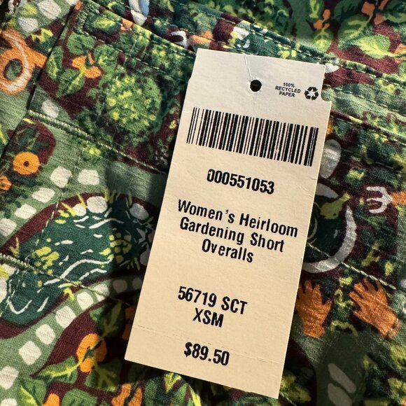 Duluth Trading Co Heirloom Plant Print Gardening Short Overalls Shortalls Sz XS - Picture 6 of 6